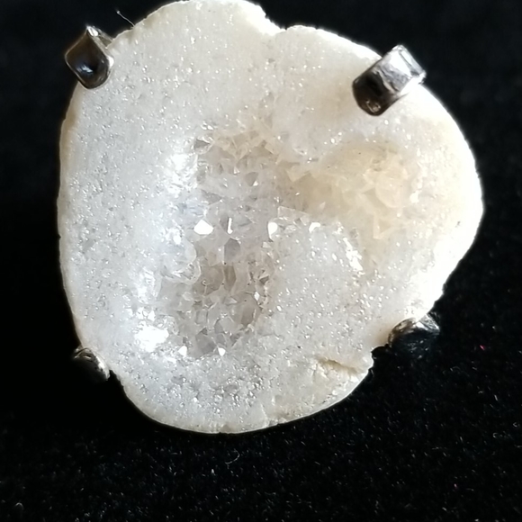 Natural Druzy Agate Crystal Stone Adjustable Statement Ring - Picture 12 of 16